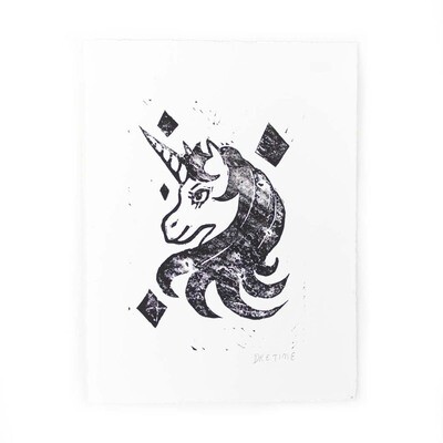 Unicorn, block print GRIA055