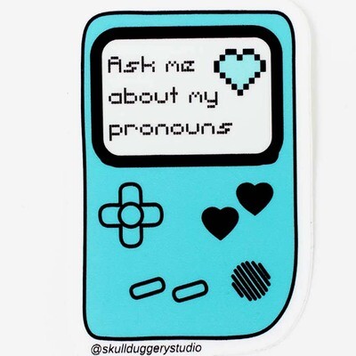 Ask Me About My Pronouns, sticker LAPR164