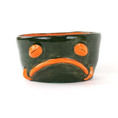 Orange Face Dark Olive, large ceramic vessel HERC27
