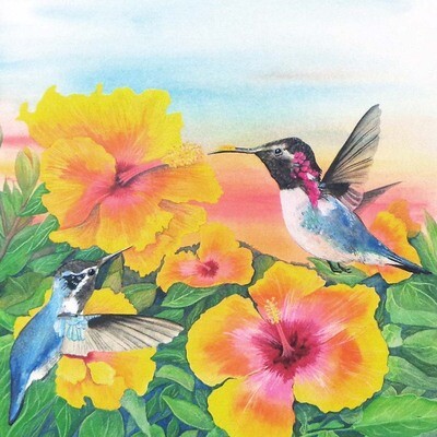Hummingbirds, mini print SUNH042