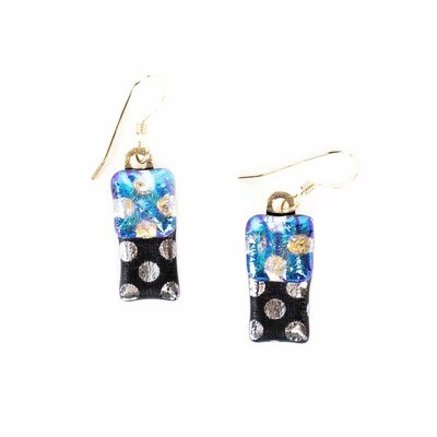 Silver Dot with Blue, earrings VINK748