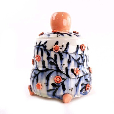 Orange Flower Jar, porcelain SNYB066