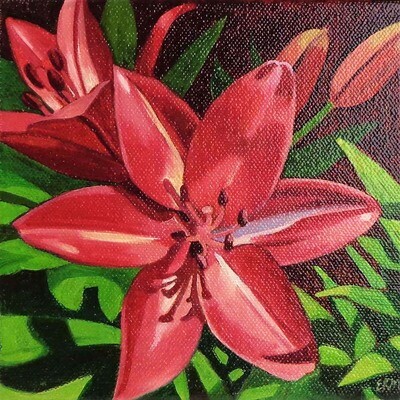 Red Lily, oil on canvas MILE105