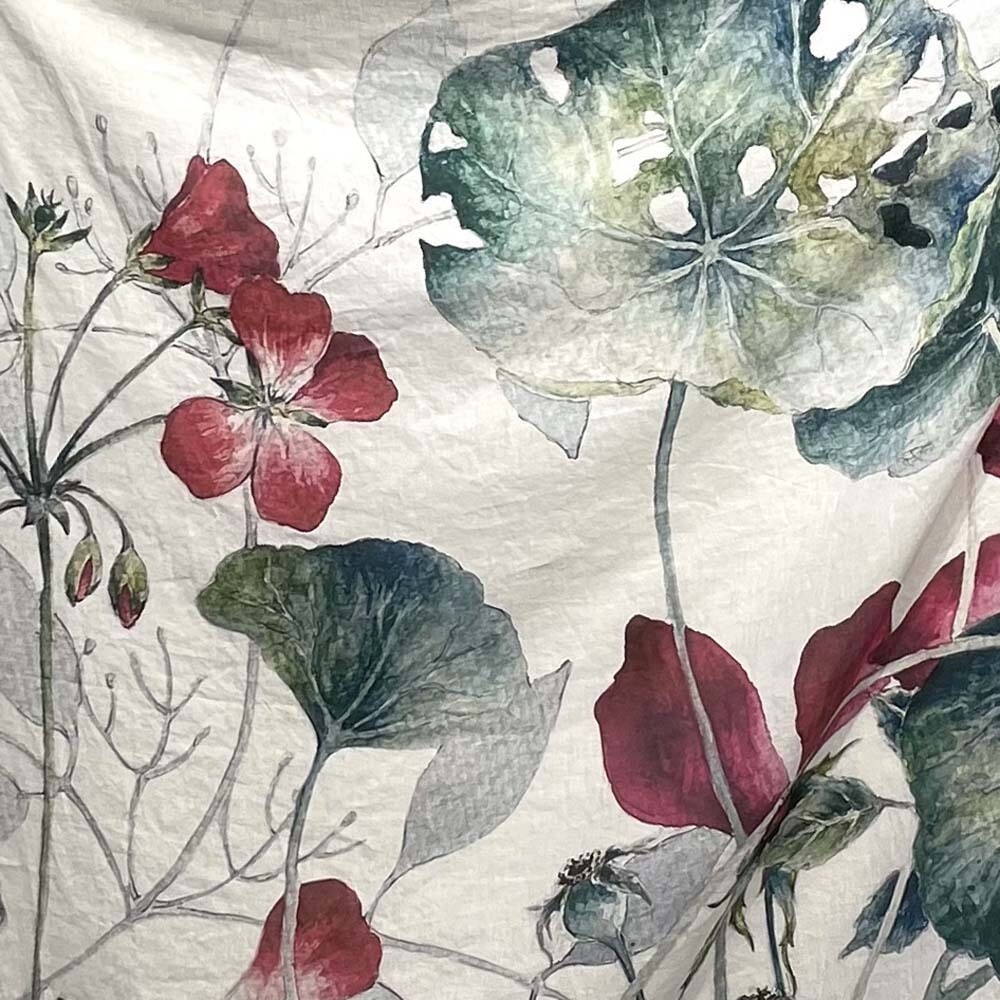 Garden Diary , linen scarf 56&quot; sq ENDE177