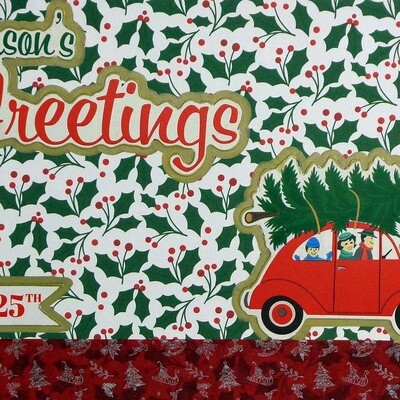 Seasons Greetings Car with Tree, Christmas card SPEB07