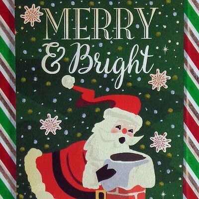 Santa by Chimney, Christmas card SPEB06