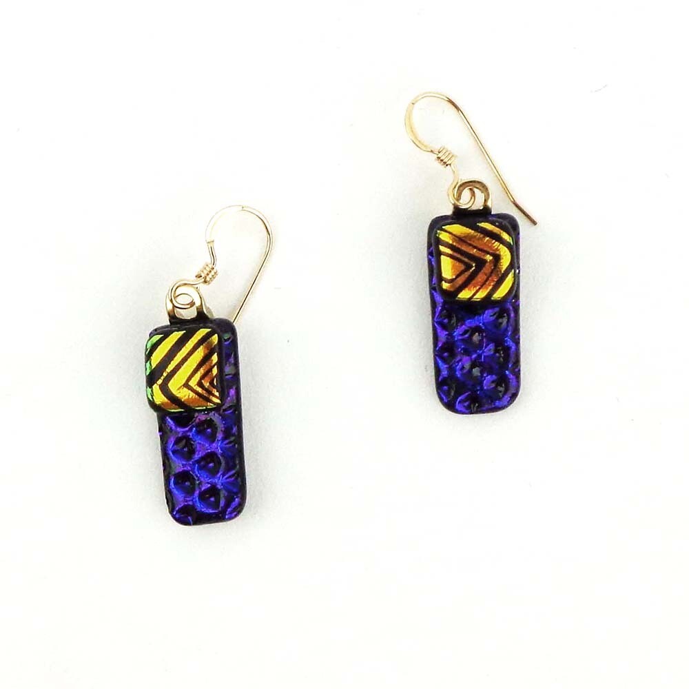 Purple &amp; Gold, glass earrings VINK821