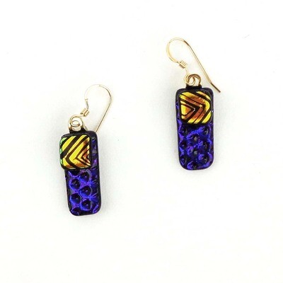 Purple & Gold, glass earrings VINK821