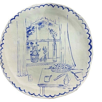 Wallace Street Dinner Plate: Window with Pie, ceramic WHYE042