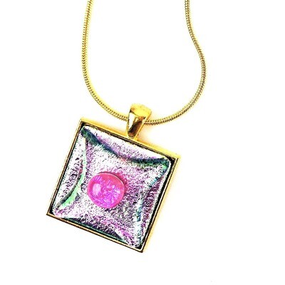 Pink Layers with Top Bead, glass pendant VINK815