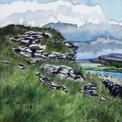 Outcrop, framed watercolor GERS08