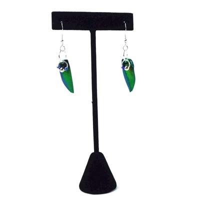 Iridescent Insect Wings with Metal Beads, earrings KOSC022