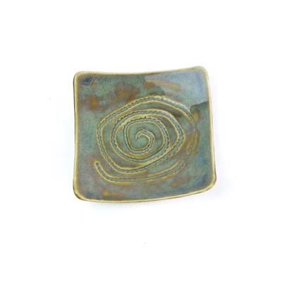 Mini Plate - Aged Copper Spiral, ceramic BURR163