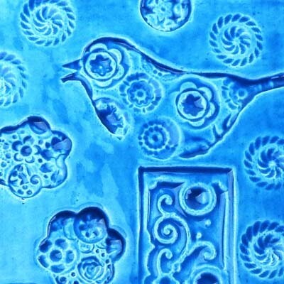 Bird Tile -Turquoise, ceramic BURR169