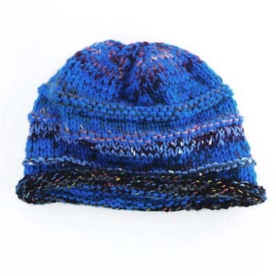 Bright Blue, handknit hat HIRC228