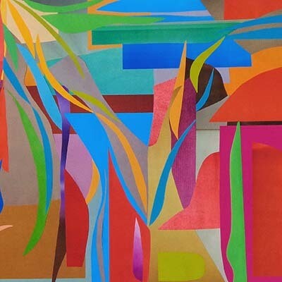 Tropical Cascade, hand-inked print FERX041
