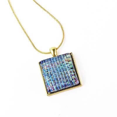 Crosshatch Glass, square necklace VINK838