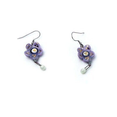 Lavender Flowers, ceramic earrings SNYB071