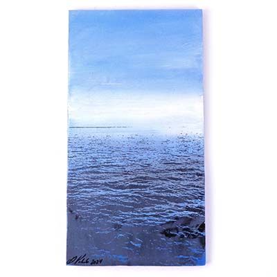 Looking Out to Sea, mixed media painting POKG119