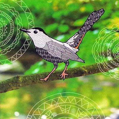Bird Art Block Mocking Bird, print on wood KELL063