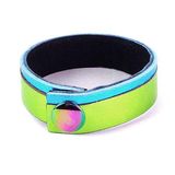 Green &amp; Blue Metallic Leather, medium width bracelet CASK250