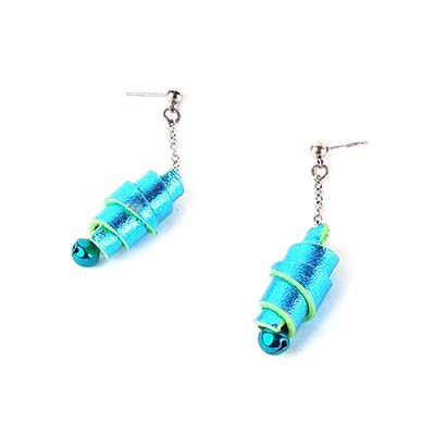 Metallic Blue &amp; Green Rolls, earrings CASK244