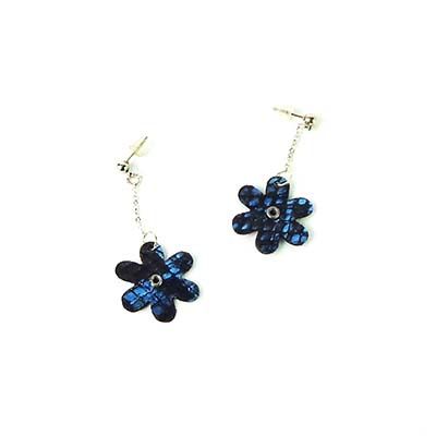 Black &amp; Blue Flowers, earrings CASK243