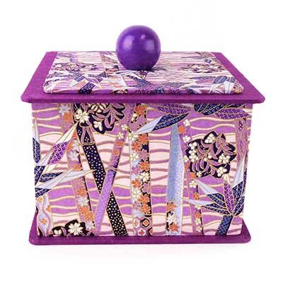 Chiyogami Japanese  Box Purple Paper, square box COLD863