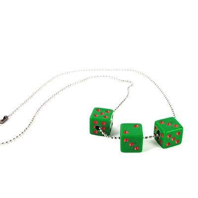 Green Triple Dice, necklace PROM060