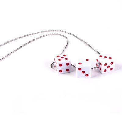 White Triple Dice, necklace PROM062