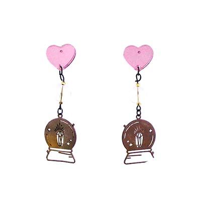 Brass Snow Globe Charms + Hearts, earrings LAPR438