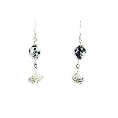 Black &amp; White Ginko, earrings LAPR443