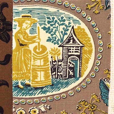 Golden Butter Churn, textile collage card HIRC245