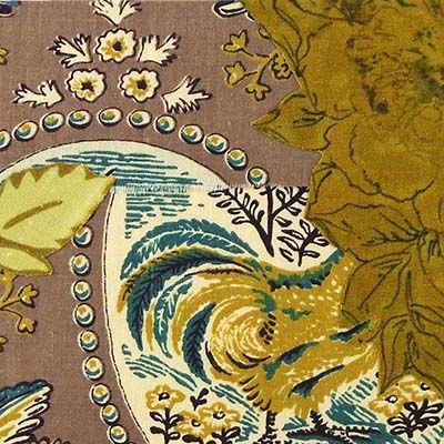 Golden Teal Vintage 1, textile collage card HIRC246