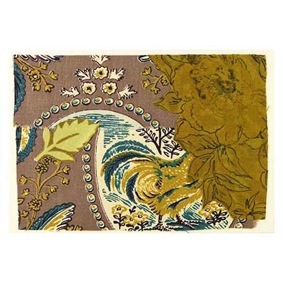 Golden Teal Vintage 1, textile collage card HIRC246