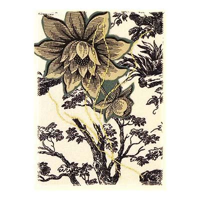 Line Drawing: Flowers, textile collage card HIRC243