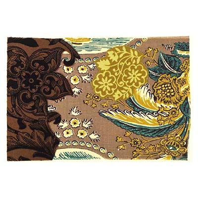 Golden Teal Vintage 2, textile collage card HIRC247