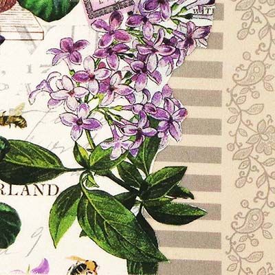 Lilacs and Violets, textile collage card HIRC239