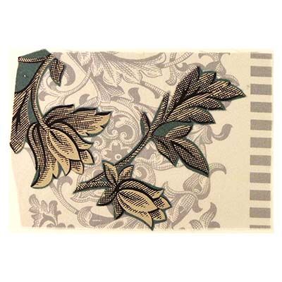 Line Drawing: Flowers on Toile, textile collage card HIRC244