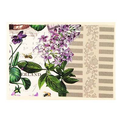 Lilacs and Violets, textile collage card HIRC239