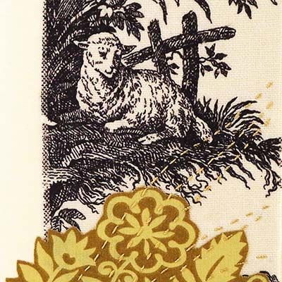 Toile: Sheep, textile collage card HIRC251