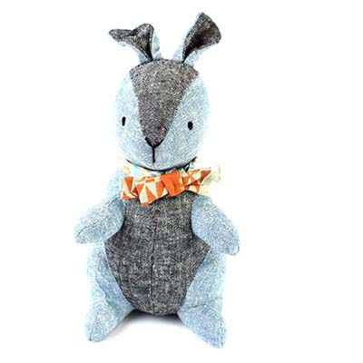 Jean, blue sitting bunny plushie CASA098