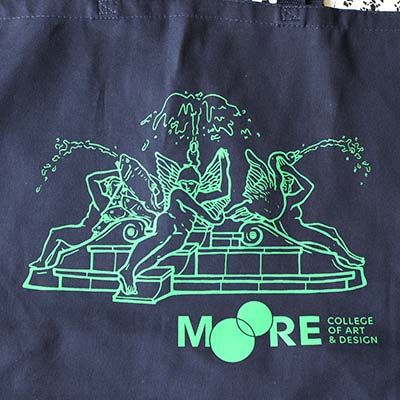 Tote Fountain Navy/Green ink