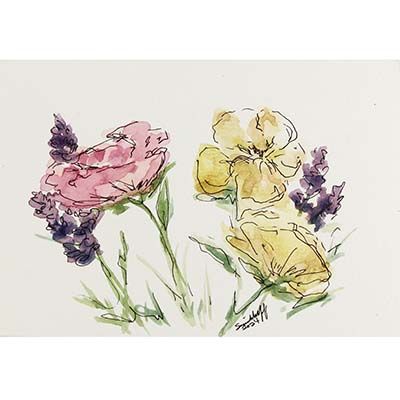 Spring Floral, watercolor WOOD12