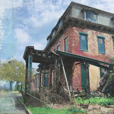 Sandy Hook Ruin, mixed media painting SAND509
