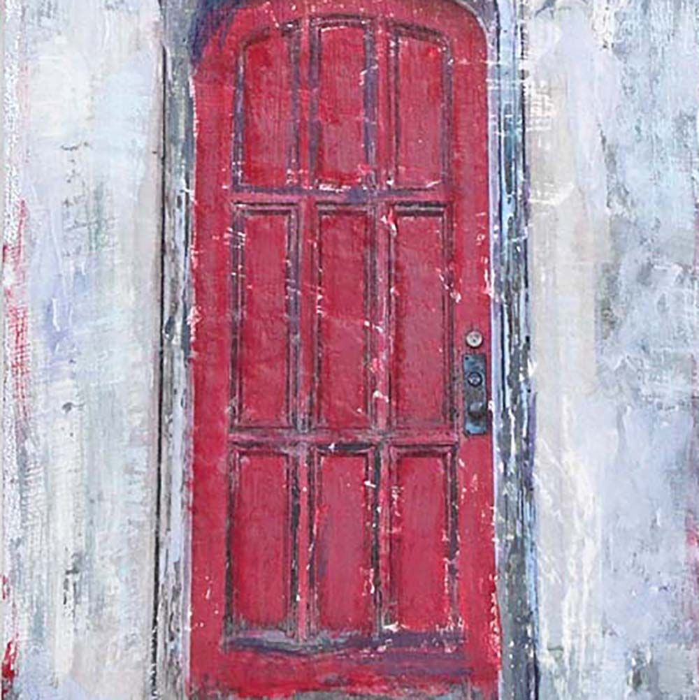 The Red Door, mixed media painting SAND506
