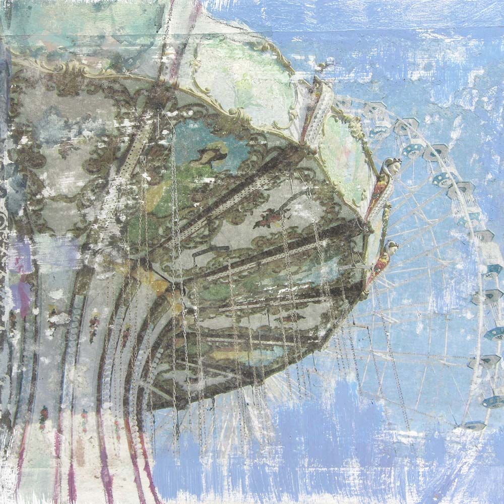 Seaside Carousel, mixed media painting SAND512