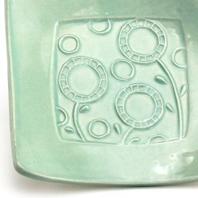 Mini Plate - Bubble Flowers in Blue, ceramic BURR185