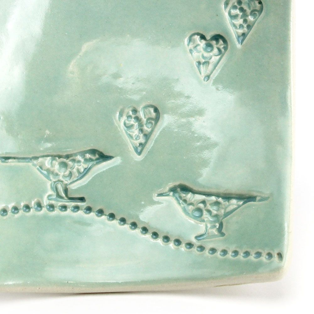 Mini Plate - Birds and Hearts, ceramic BURR184