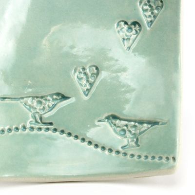 Mini Plate - Birds and Hearts, ceramic BURR184